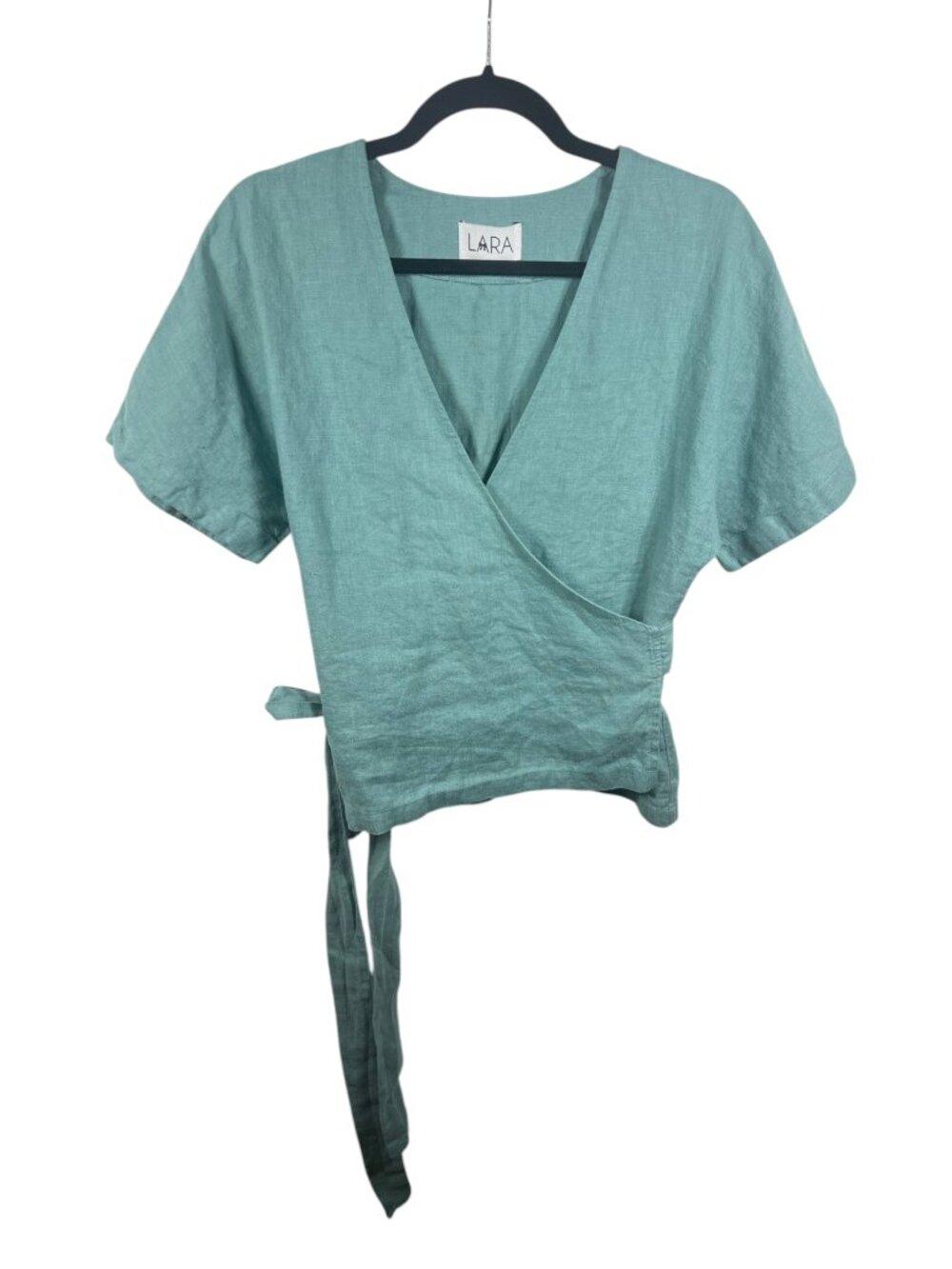Linenlara Top Womens Small Linen Wrap Blouse Lightweight Handmade Luxe Summer